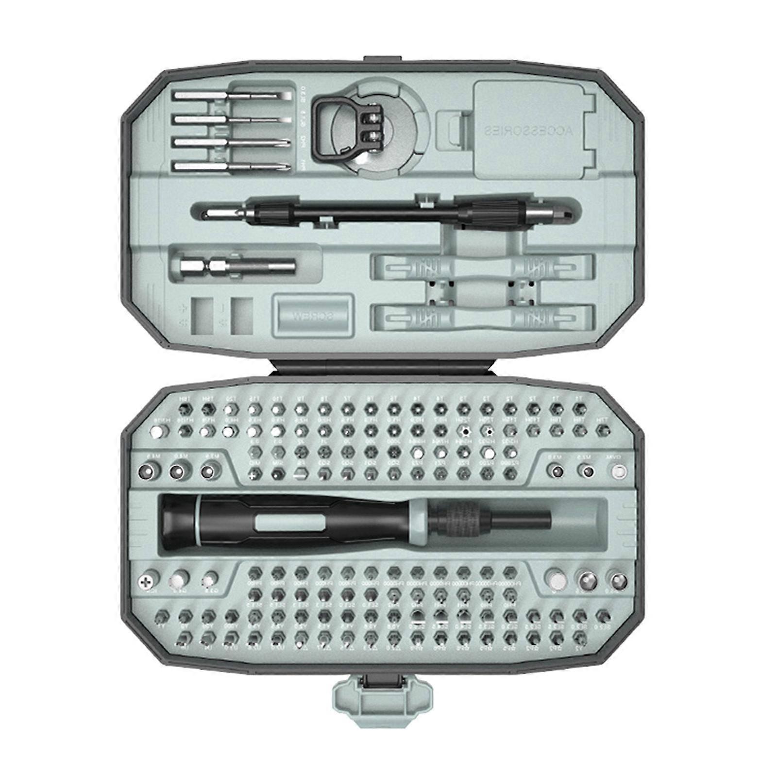 152pc/set Ergonomic Multiple Tip Precise Screwdriver Kit Compact Case for Professional Technicians Home Repair Essential  Black and gray