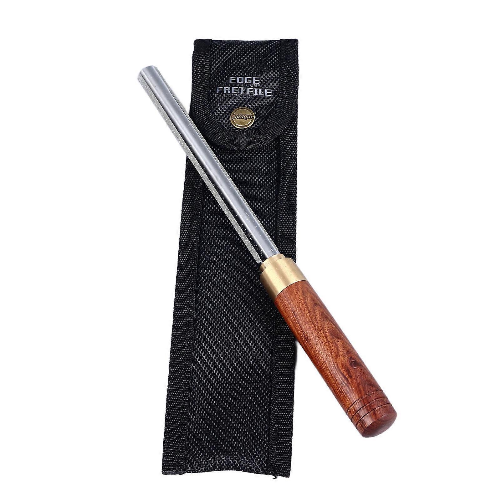 Guitar Fret File with Slot Wood Handle Carbon Steel Portable File Stringed Instrument Maintenance Tool