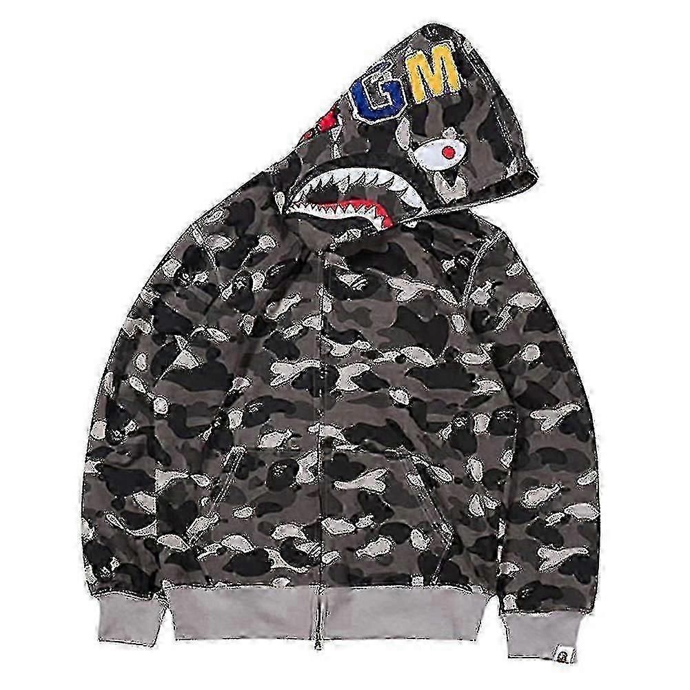 Nova TrendHoodie Camo Print Algodão Casual Solto Zip Jaqueta Com Capuz Para Homens Mulheres