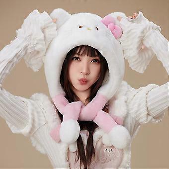 Nuevo gorro de gato de dibujos animados para invierno, cálido gorro de lana con orejeras móviles para mujer, bonito gorro con orejas de animal, estilo académico, moda navideña.