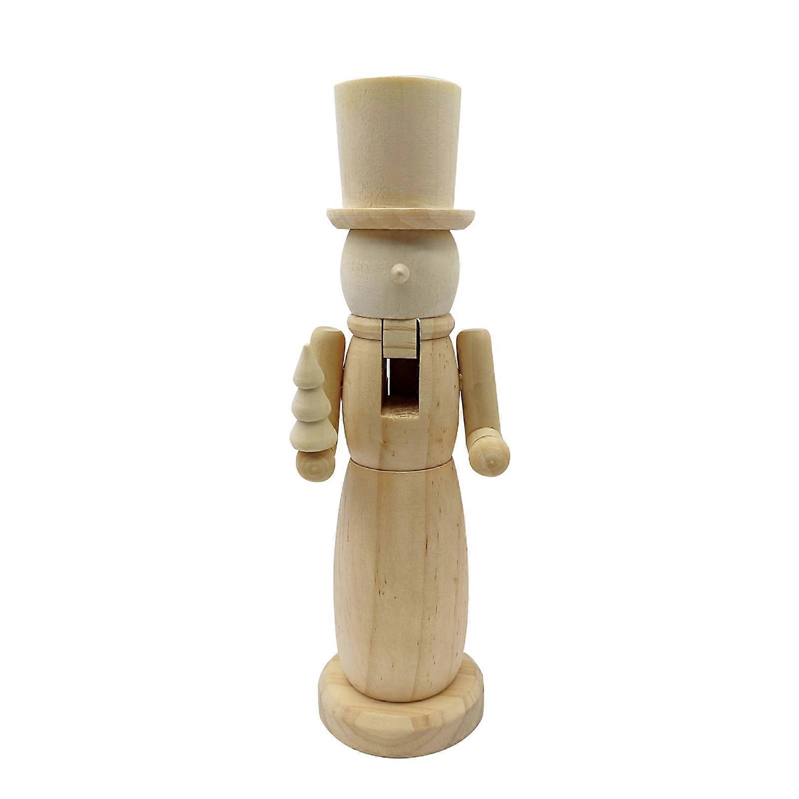 Unpainted Xmas Nutcracker Figure DIY Blank Nutcracker Soldier Figurine Unfinished Wooden Nutcracker Figure for Christmas Decoration Craft Project