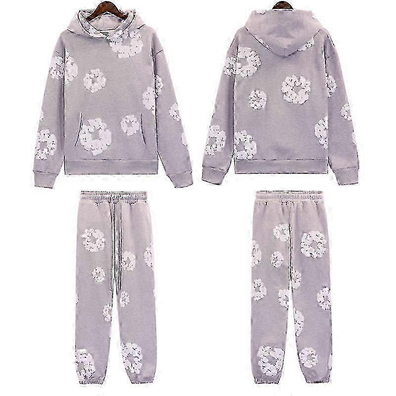 Ny säsong Denim Bomullsskum Tryckt Casual Topp och Byxor Set för Höst och Vinter