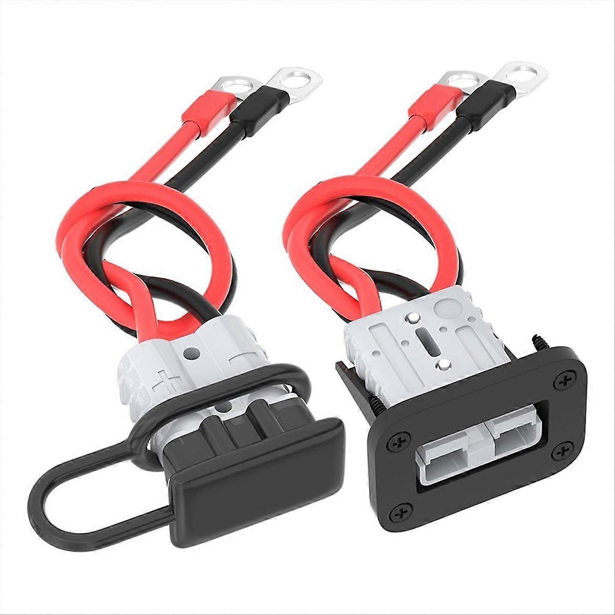 50A Battery Quick Disconnect Connector with 8AWG Wire and Mounting Bracket Extension Cable Connector