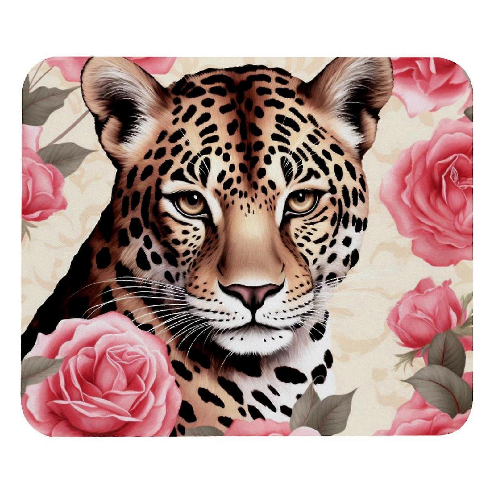 Rose Leopard Pink Pattern Mousepad, Non-Slip Waterproof Desk Mat, Compatible with Office & Home Laptop Use
