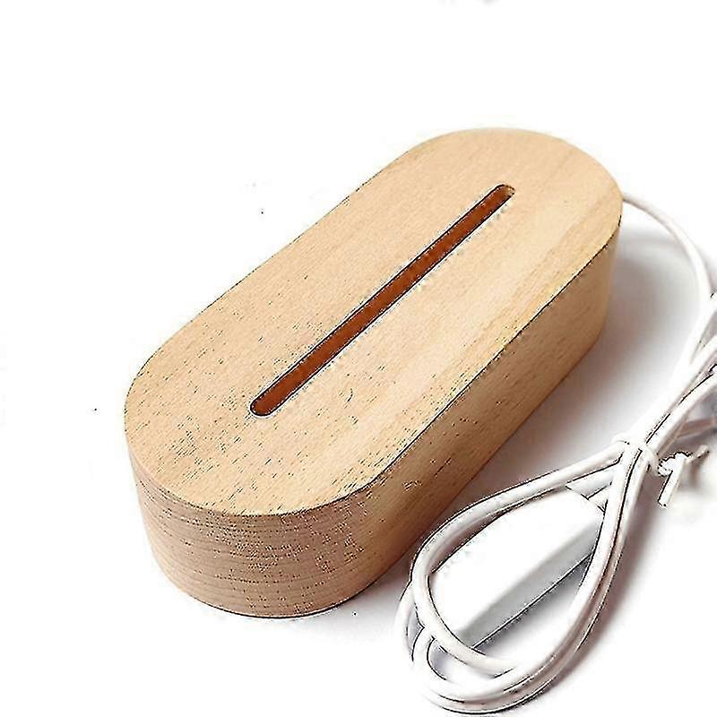 LED Light Wood Base Oval  15cm,Three-color Light