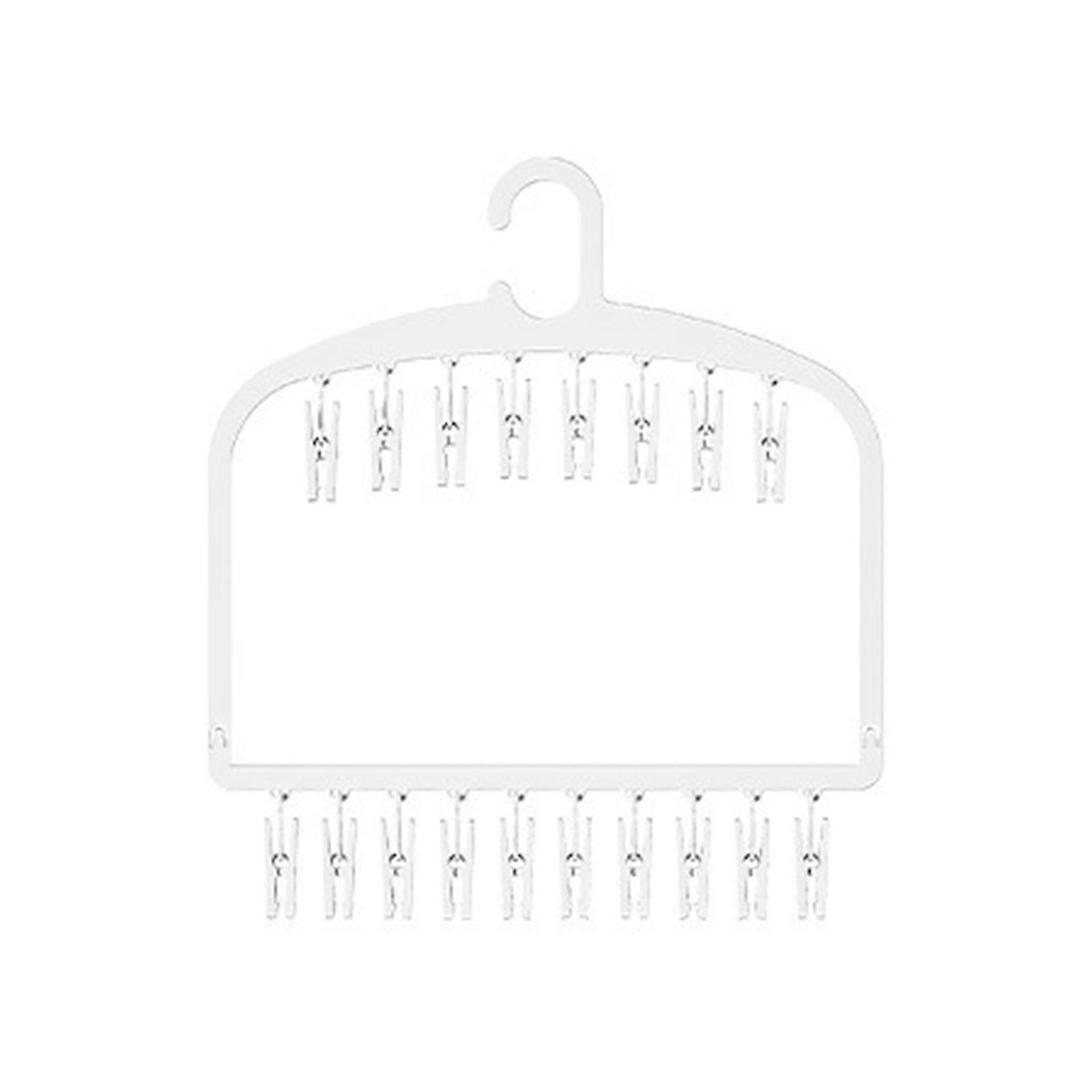 Foldable Plastic Clothes Hanger With Nonslip Front Multiple Hook System Portable Storage Solution For Modern Homes  Single layer 18 clip