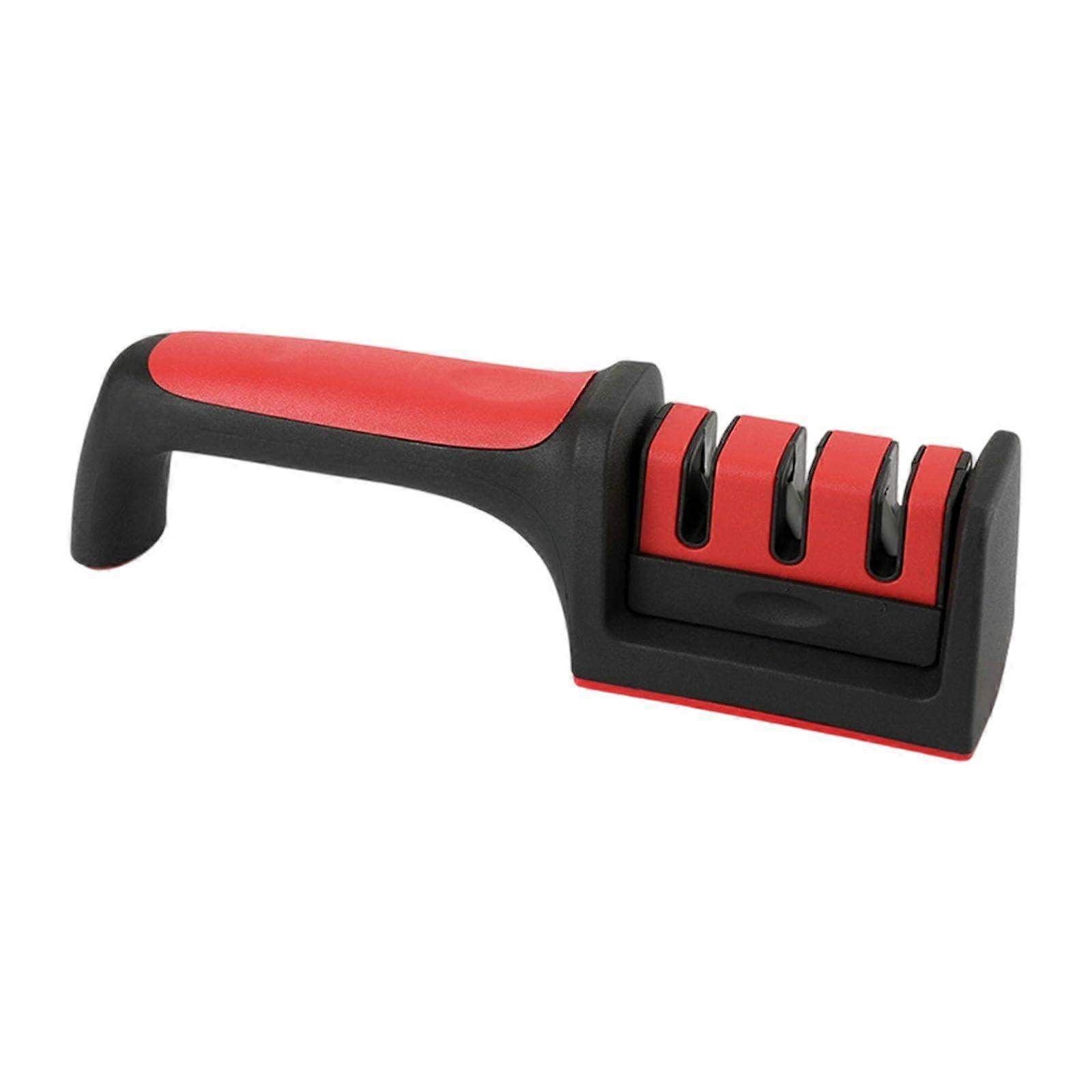 Adjustable Angles Cutter And Scissor Sharpener Removable Grinding Head Ceramic And Steel Sharpener Red Head