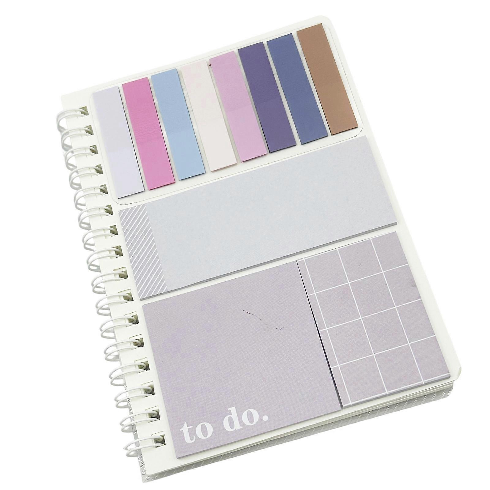 Small Lined Notebook With Adhesive Note Set Portable Refillable Notepads Colorful Adhesive Index Label for Note Taking  Purple