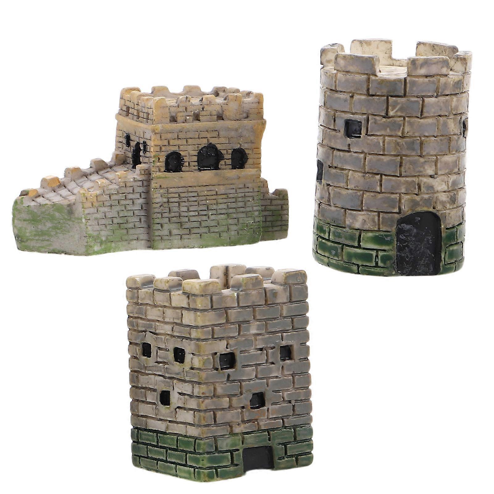 Micro Miniature Resin Castle Ornament for 3Pcs Sand Table Use