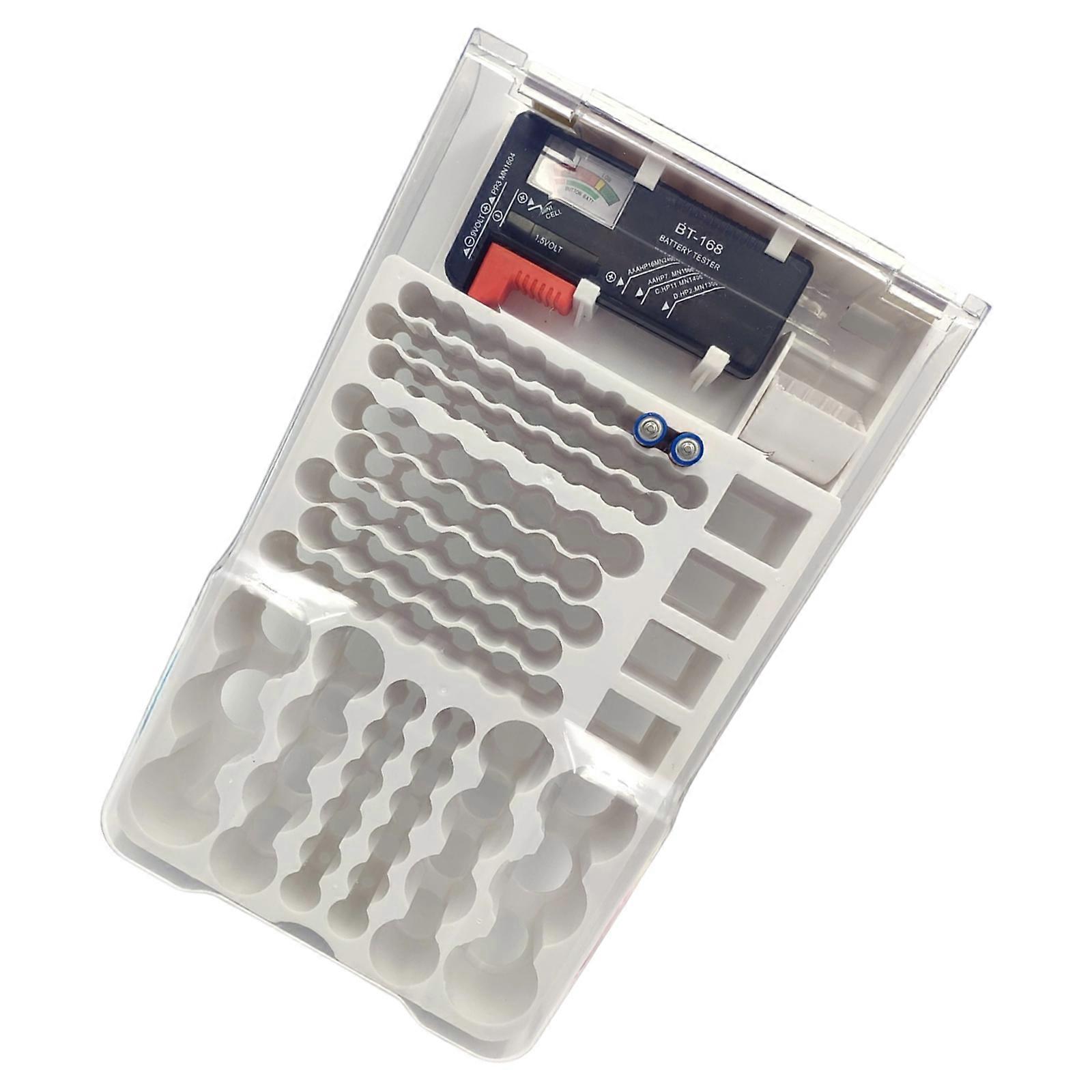 Battery Storage Organization Holder Holds 93 LR03 LR06 Batteries Box Case Garage Container Drawer Organization Dispenser  White