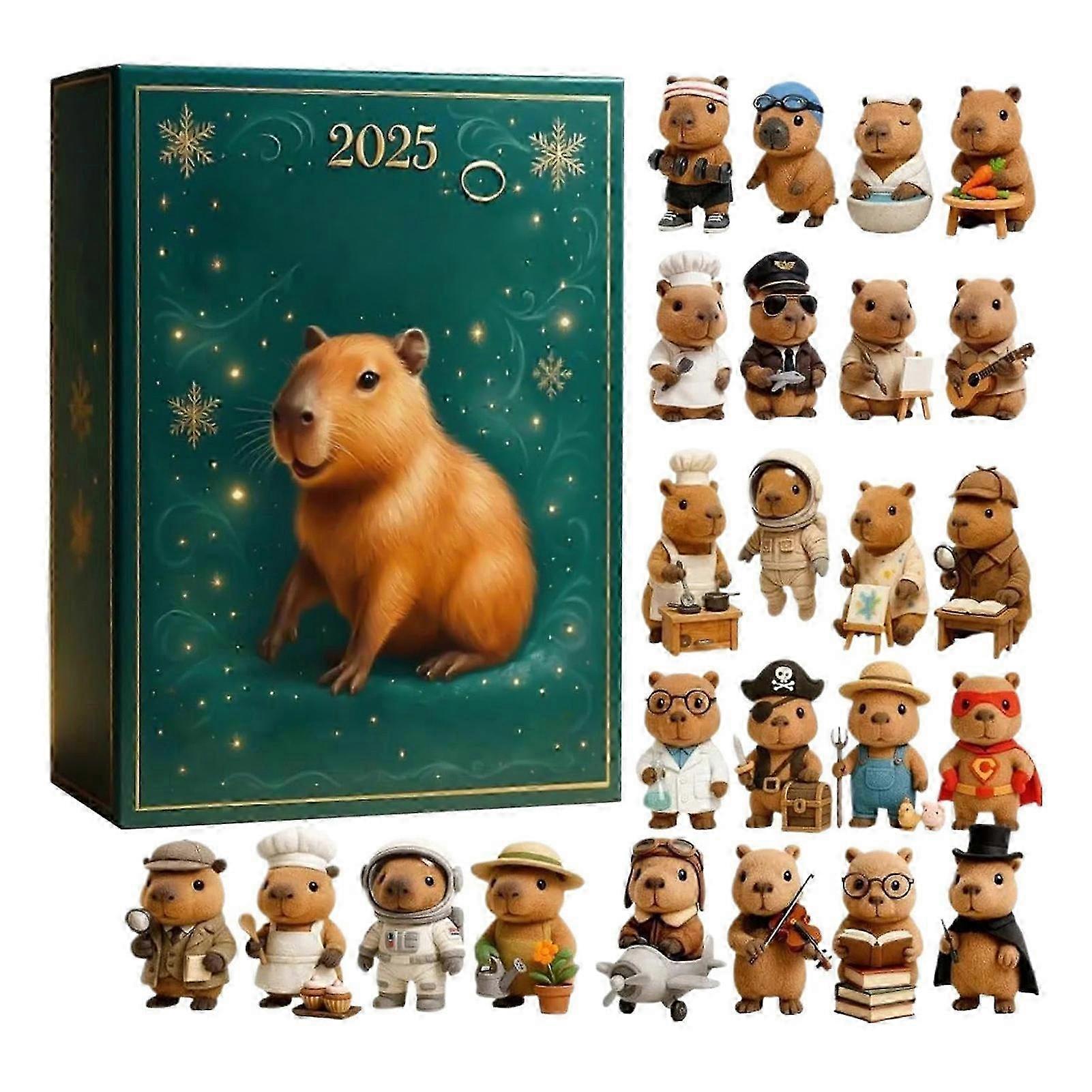 Christmas Advent Calendar for Capybara with 24-Day Countdown and 2D Mini Flat Acrylic Pendants