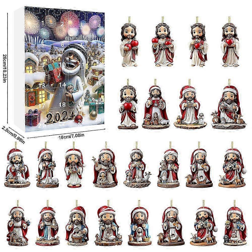 Christian Christmas Ornaments 24PCS for Tree Advent Calendar