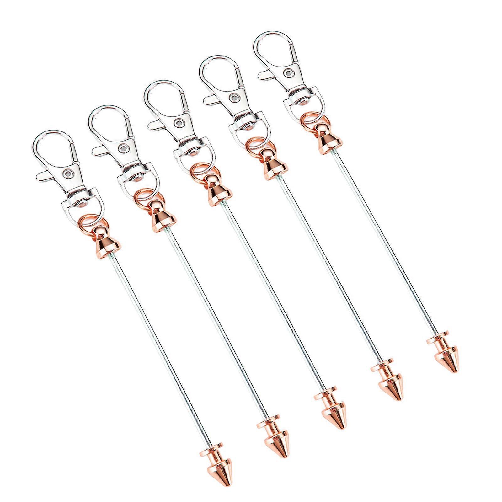5 Pack Handmade Bead Key Holder Easy to Attaching Lobster Clasp Unique Bag Ornament Stylish Key Ornament Alloy Texture  Rose Gold