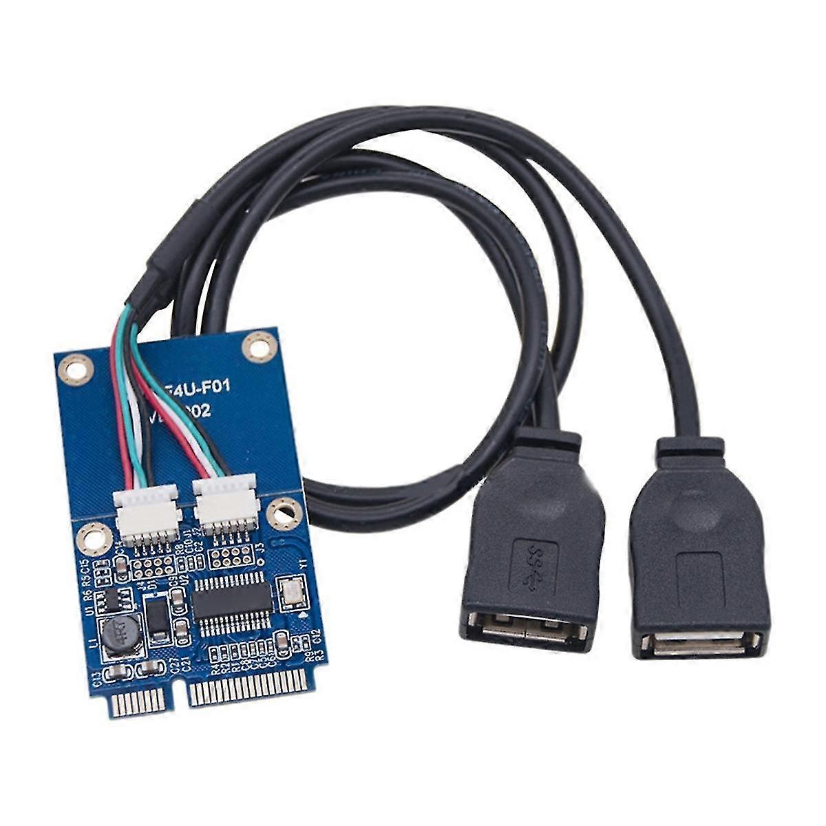 PCI-E Expansion Card MINI PCI-E to Dual-Port USB2.0 Adapter Card for Motherboard or Laptop with MINI PCIE Interface