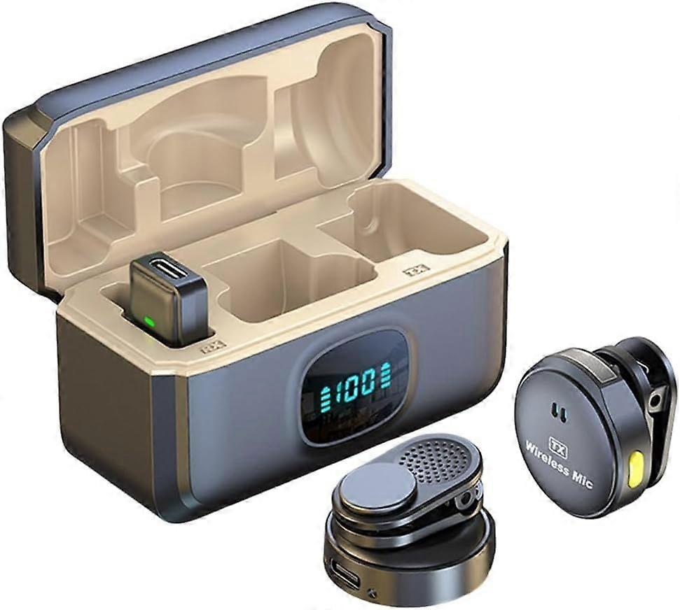 Wireless Lavalier Microphone Noise Cancellation Audio Video Recording Microphone for Smartphone Live