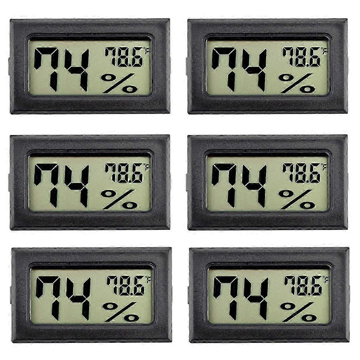 6Pack Small Digital Hygrometer with ℉ for Home Humidity Tracking