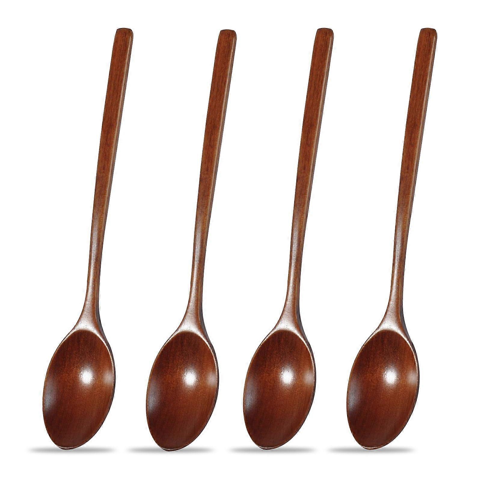 Wooden Cooking Spoons Set of 4, 23.5cm Large Soup and Table Spoons for Kitchen and Restaurant Use