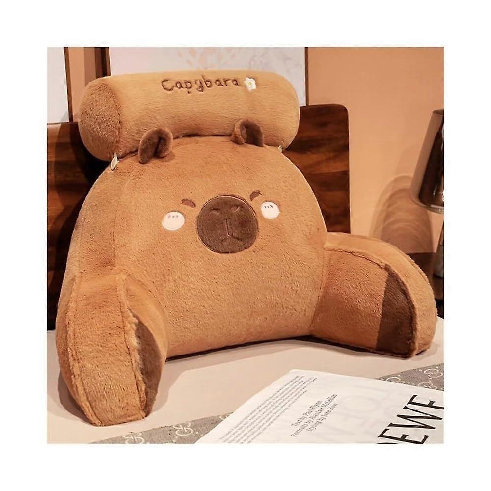 Bed Rest Pillow with Arms for Reading and TV, Ergonomic Back Support, Washable Cover, Capybara 27.6 x 19.7