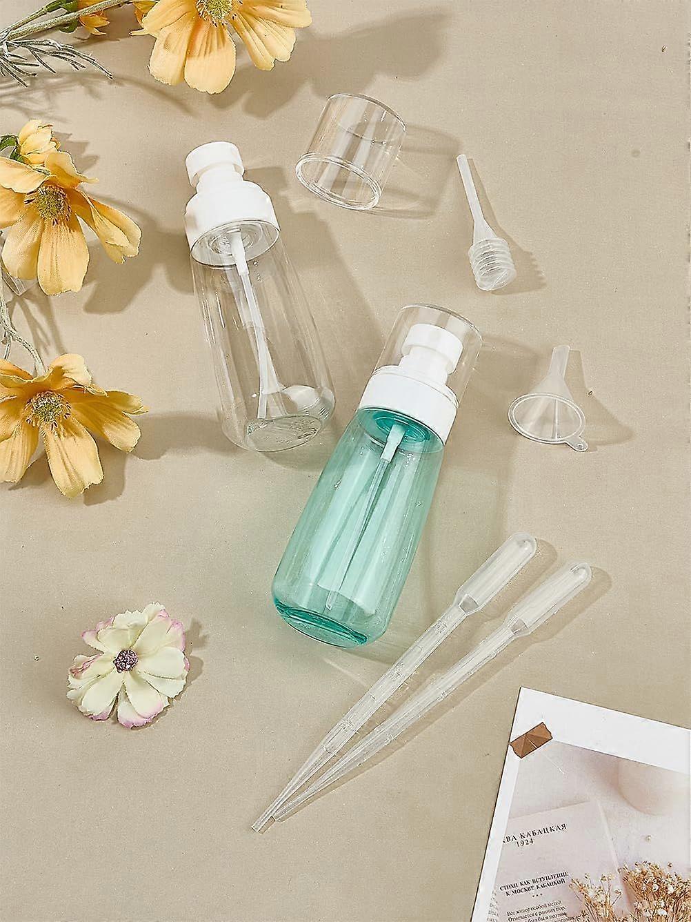 2Pcs 100ml Plastic Portable Spray Bottles Little Refillable Liquid Containers with PP Cover Fine Mist Empty Refillable Bottles for Cosmetic Essential 