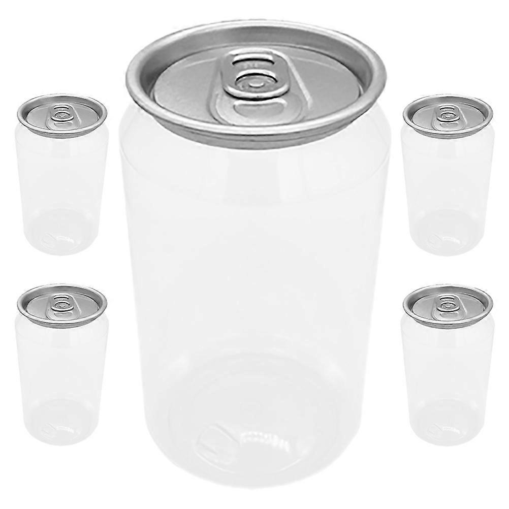 Reusable Easy Open Can Juice Bottles for Drinking Use 5Pcs Transparent Plastic