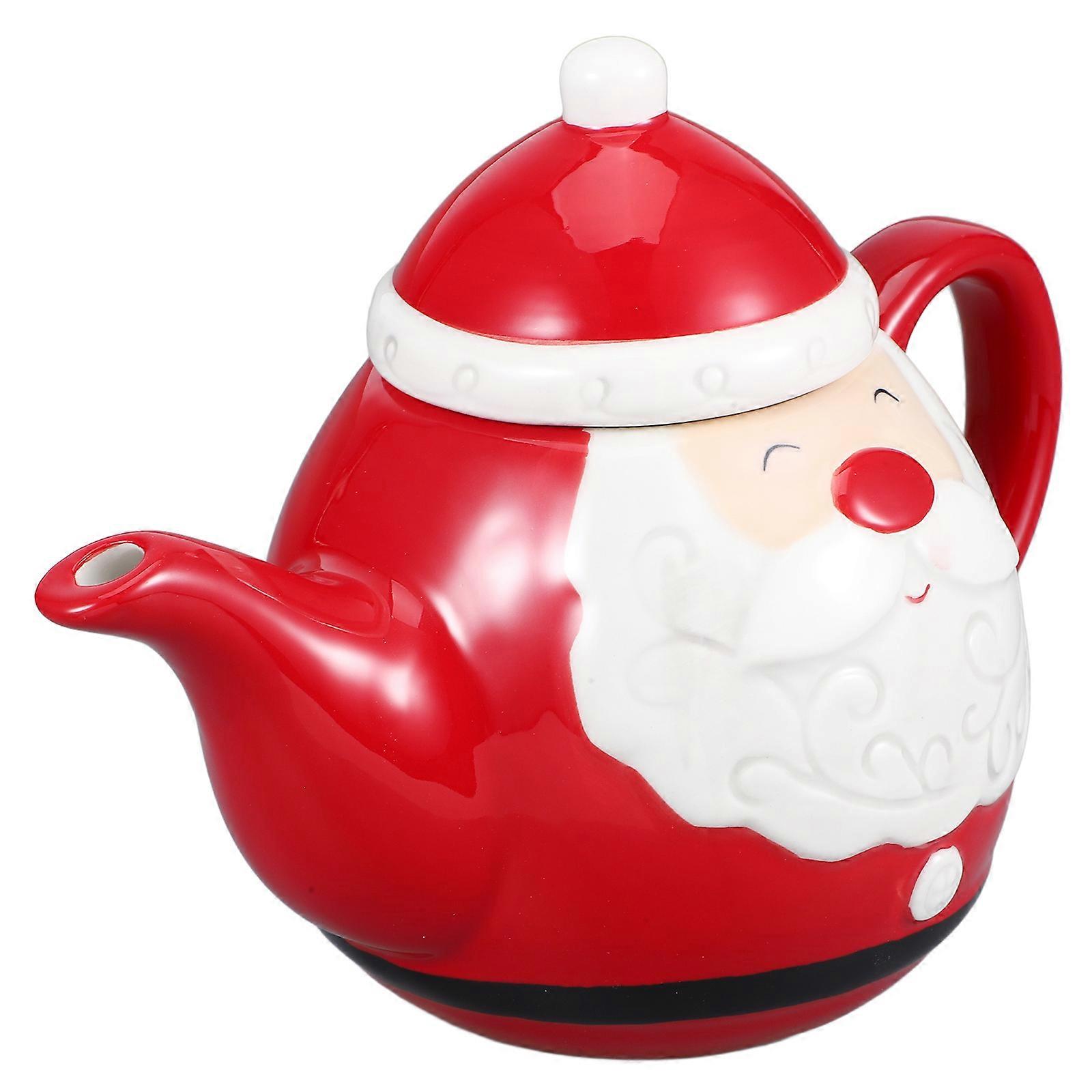 Ceramic Teapot for Tea Drinking Santa Claus Christmas Themed Kettle
