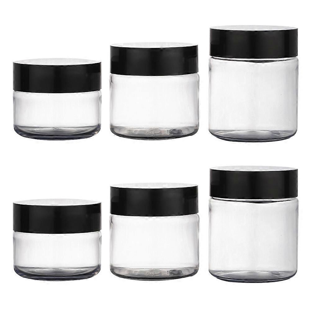 Cosmetic Storage Jar Round Pot Jars for Storage Use 6Pcs Black Set