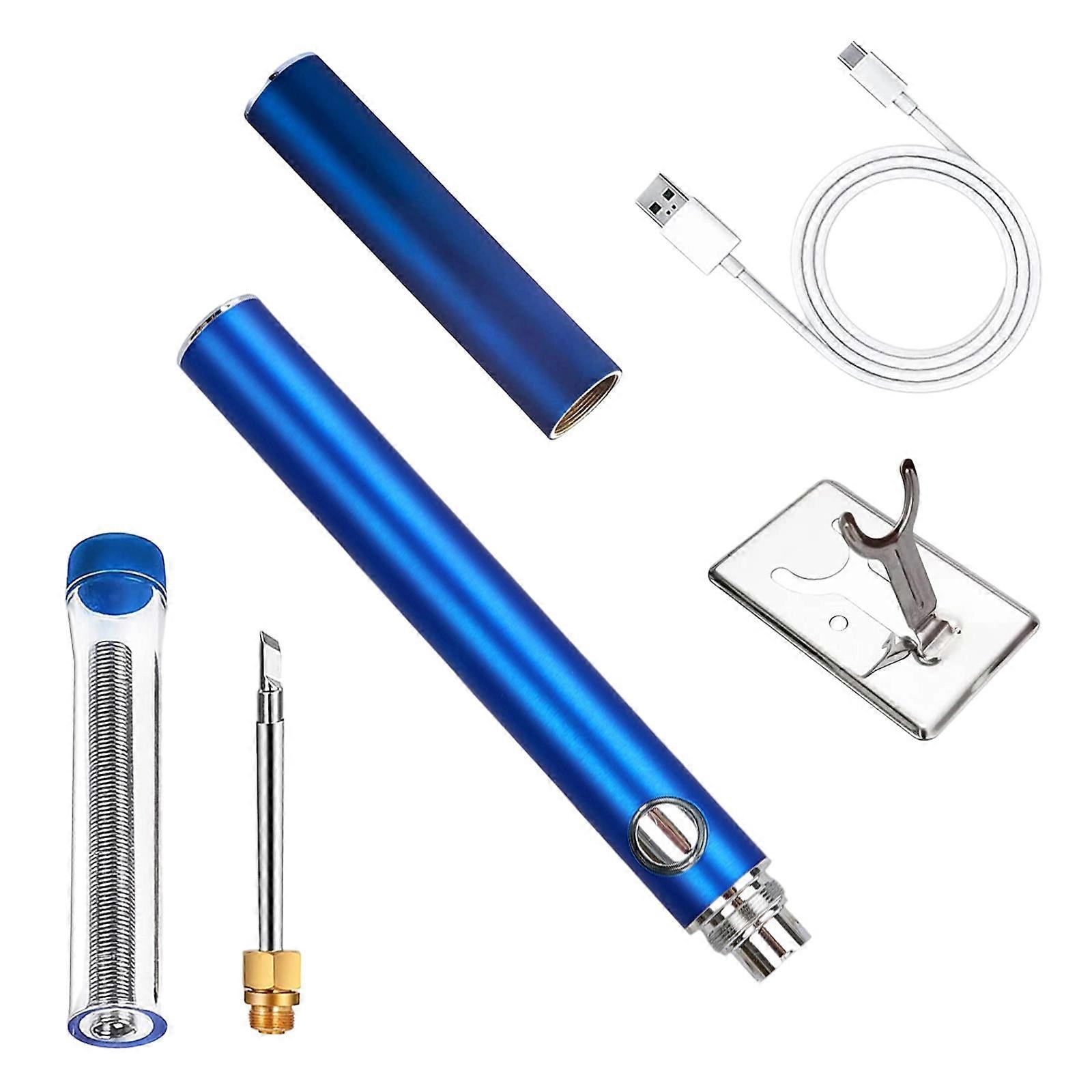 USB Rechargeable Soldering Iron Featuring Four Temperature Setting Comfortable Wood Grip for Rapid Warming Lightweight Portable Multicolor