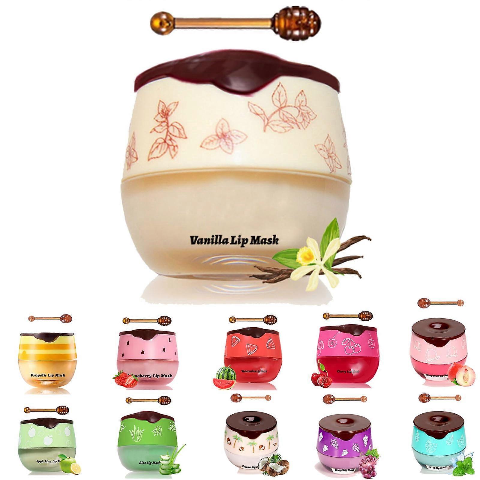 Lip Balm Honey Pot with Propolis, Overnight Hydrating Sleeping Lip Mask for Dry Lips Vanilla