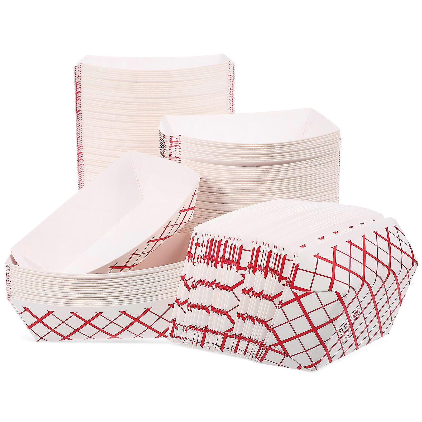 Checkered Food Tray Paper Snack Containers for Kitchen Use 200Pcs Bulk Pack
