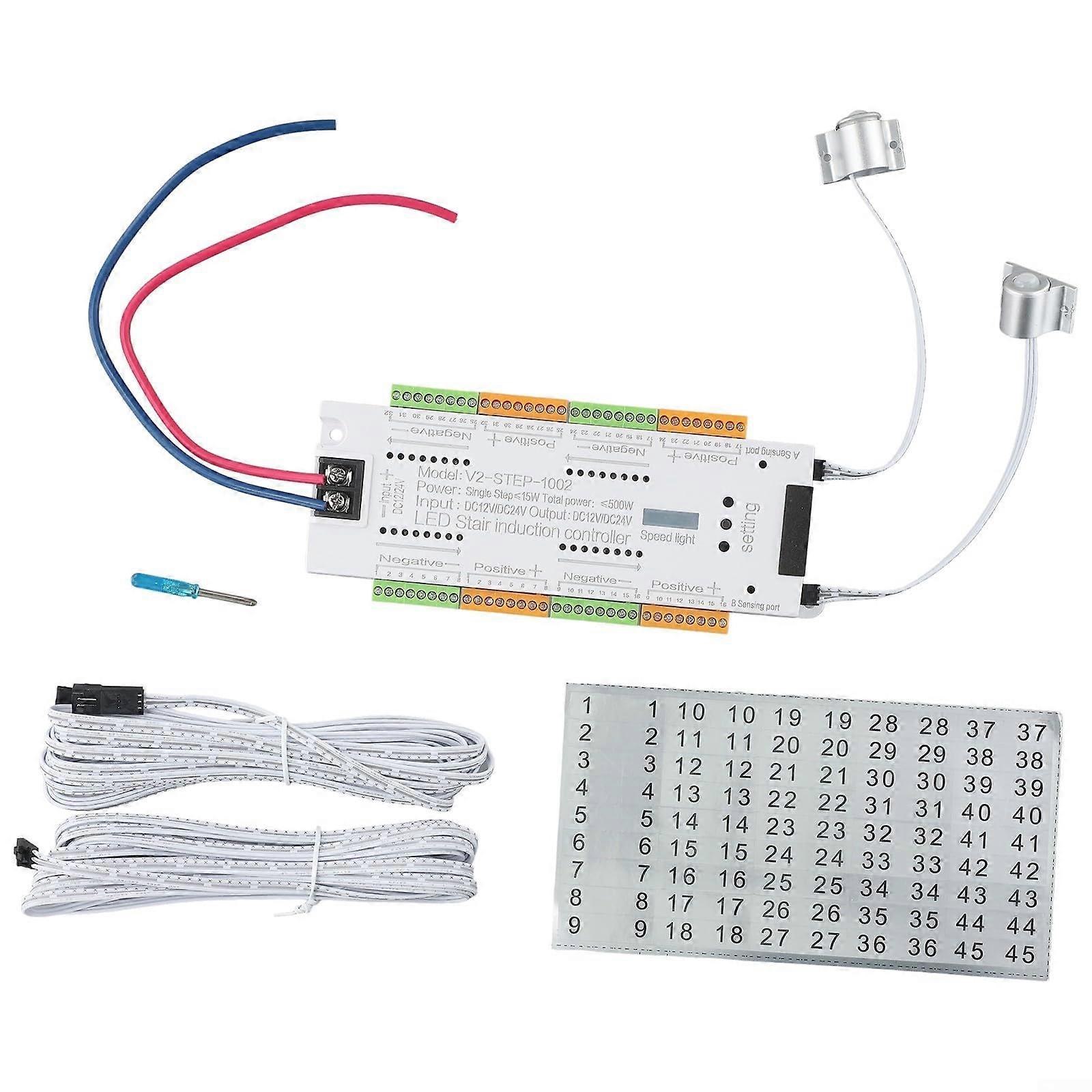 Smart Controller for Step Lights with Adjustable Settings and 2-Channel Sensors, Compatible with Various Lighting Styles