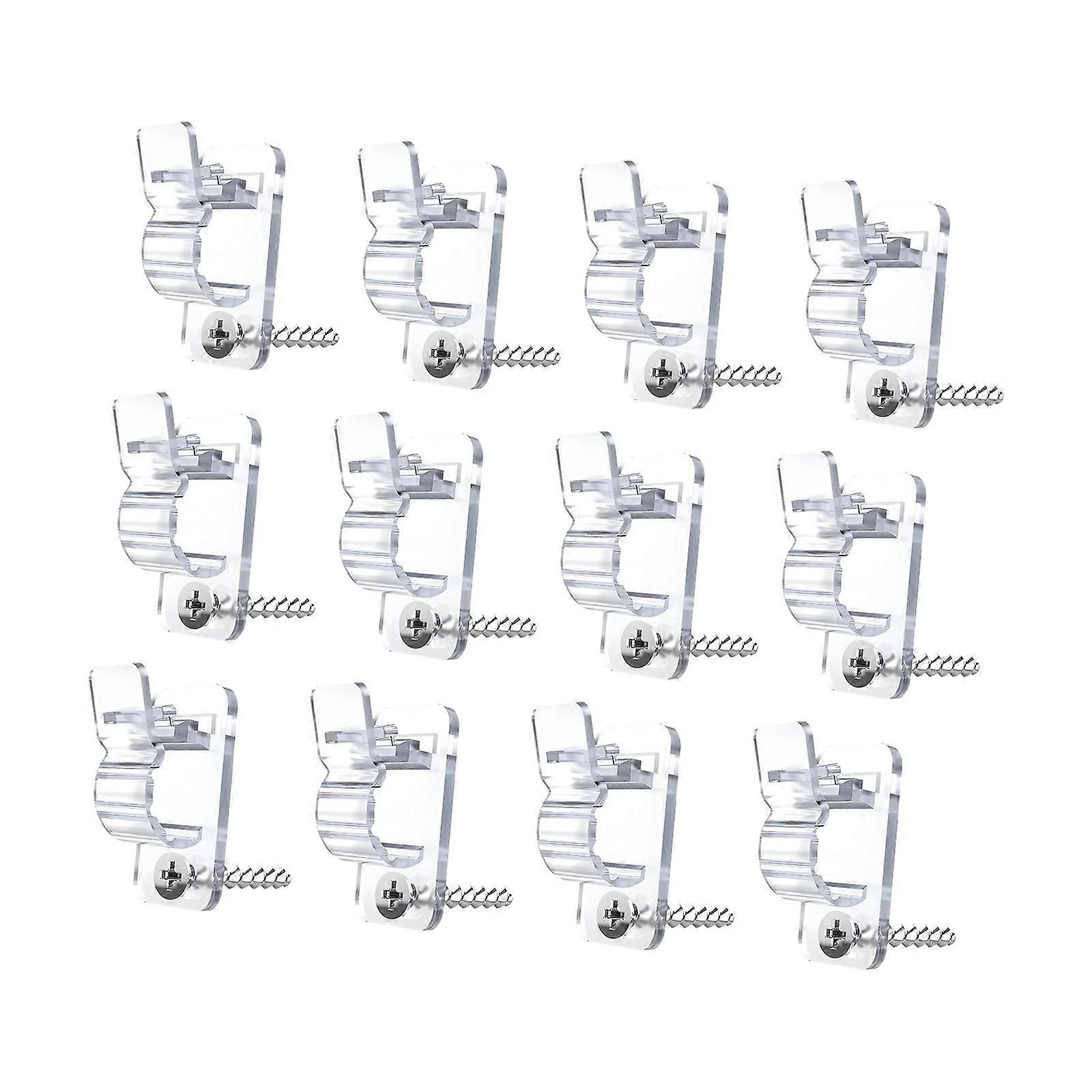 Pack of 12 Wire Holder Clips with Mounting Screws for Firm Attachment Preventing Cable Tangles on Various Surfaces  Clear