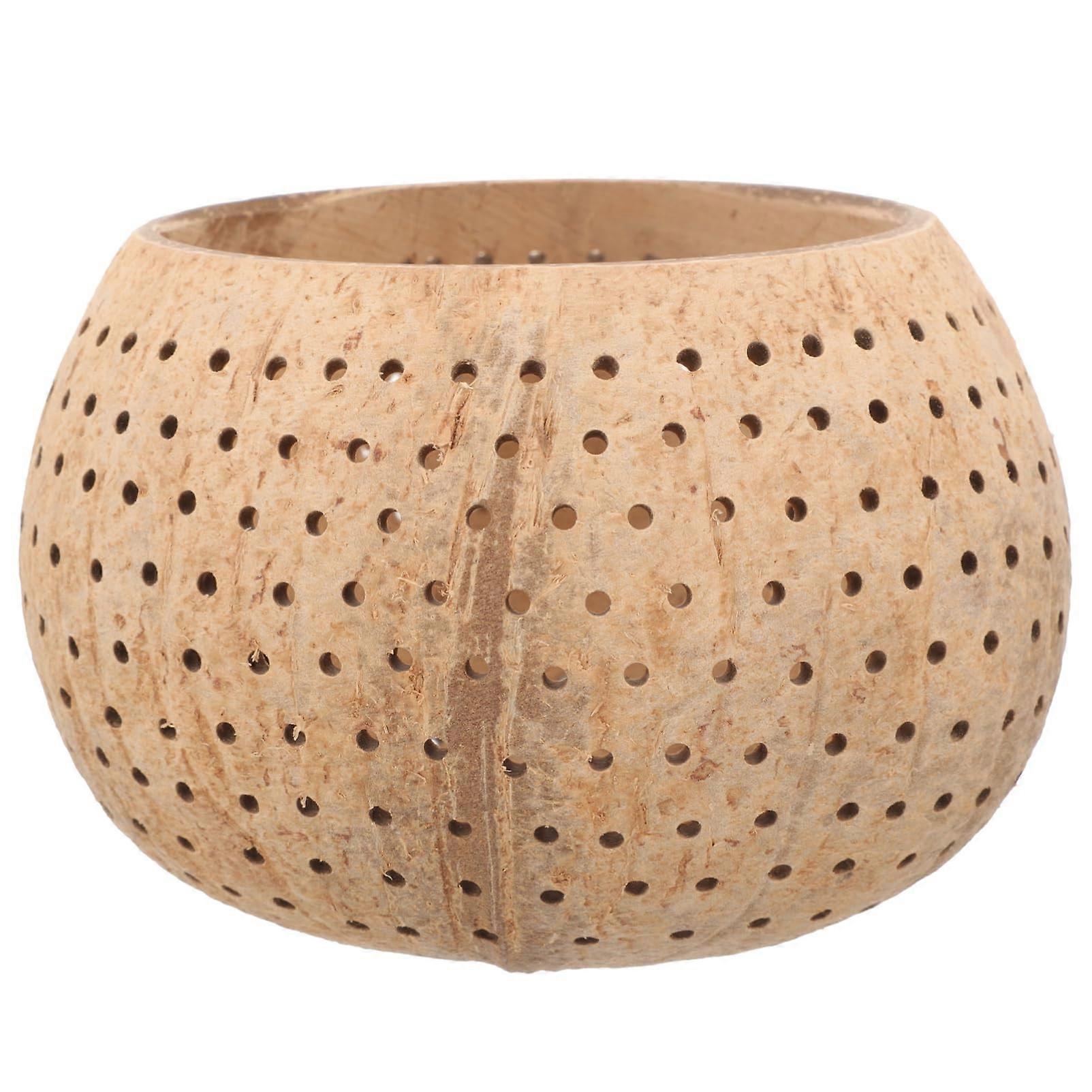 Rustic Coconut Shell Candle Holder and Storage Bowl, Boho Tabletop Decorative Centerpiece