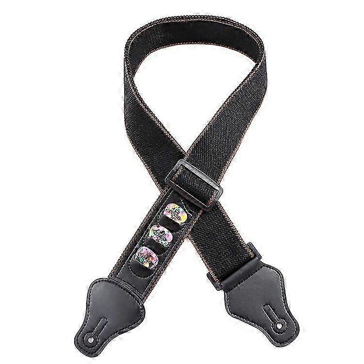 Guitar Strap With Pick Holders, Soft Adjustable Guitar Shoulder Belt,1pcs
