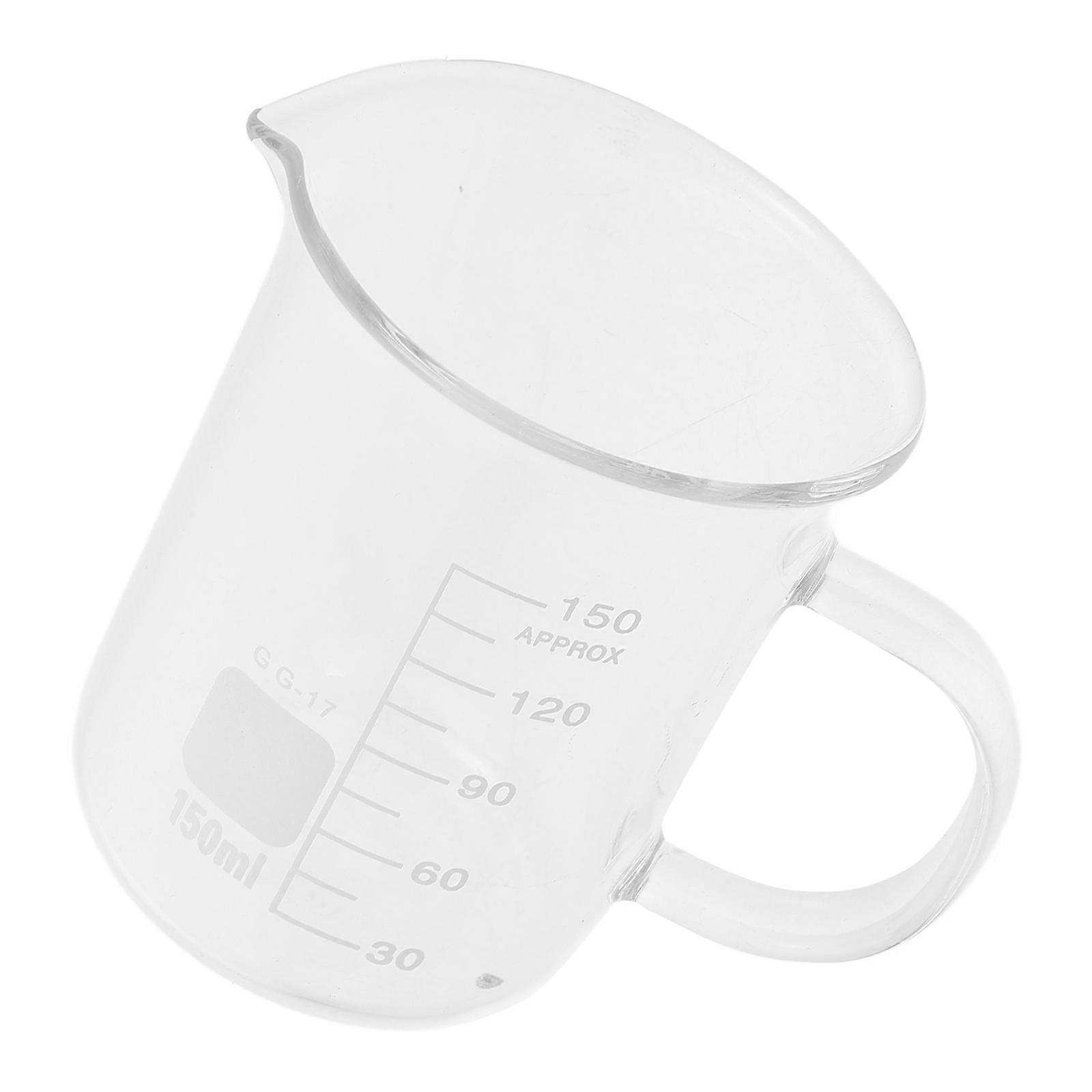 Glass Beaker Mug for Storage with Handle 150Ml Transparent Measuring Cup