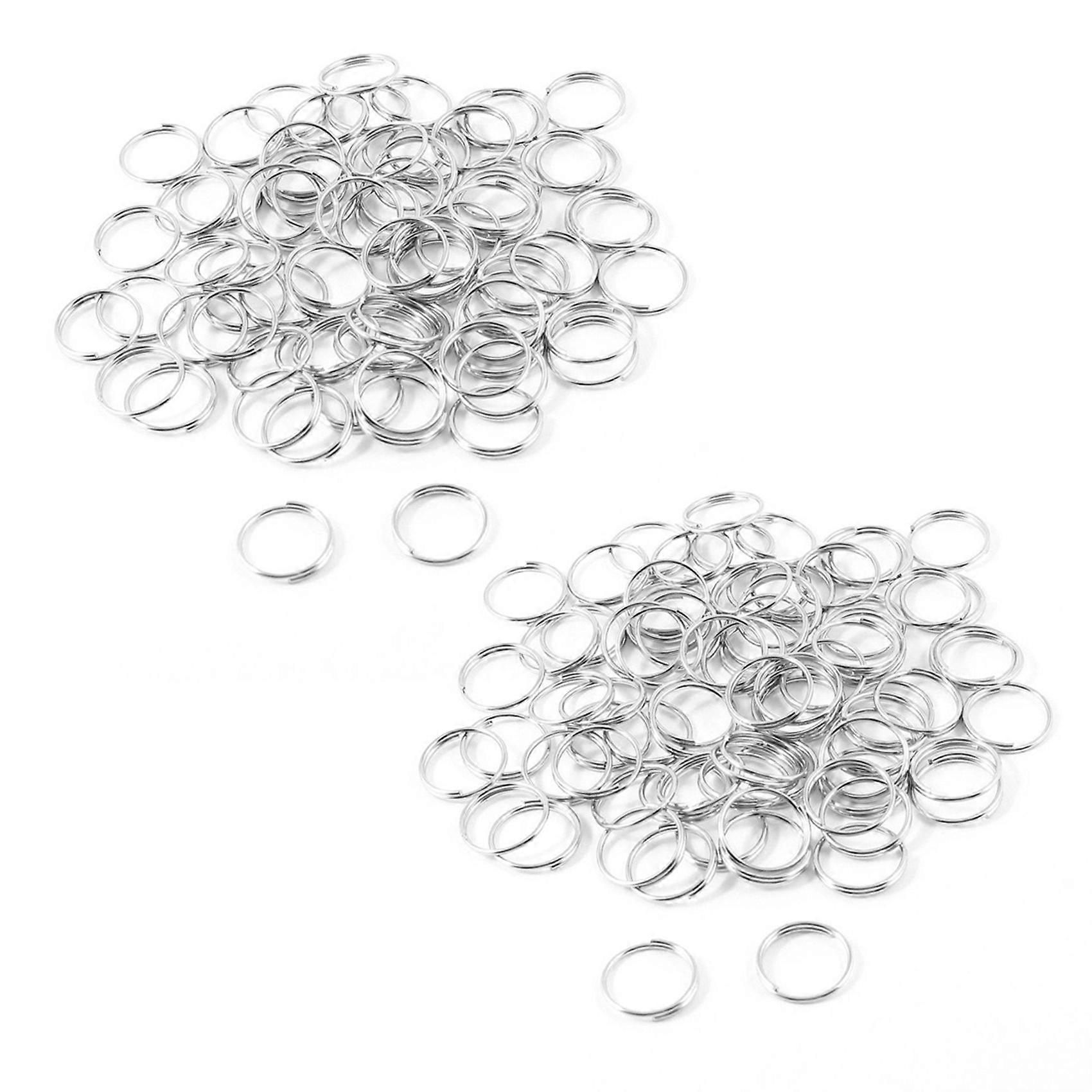 10mm Dia Silver Tone Metal Split Loop Key Rings Holders Replacement 160 Pcs