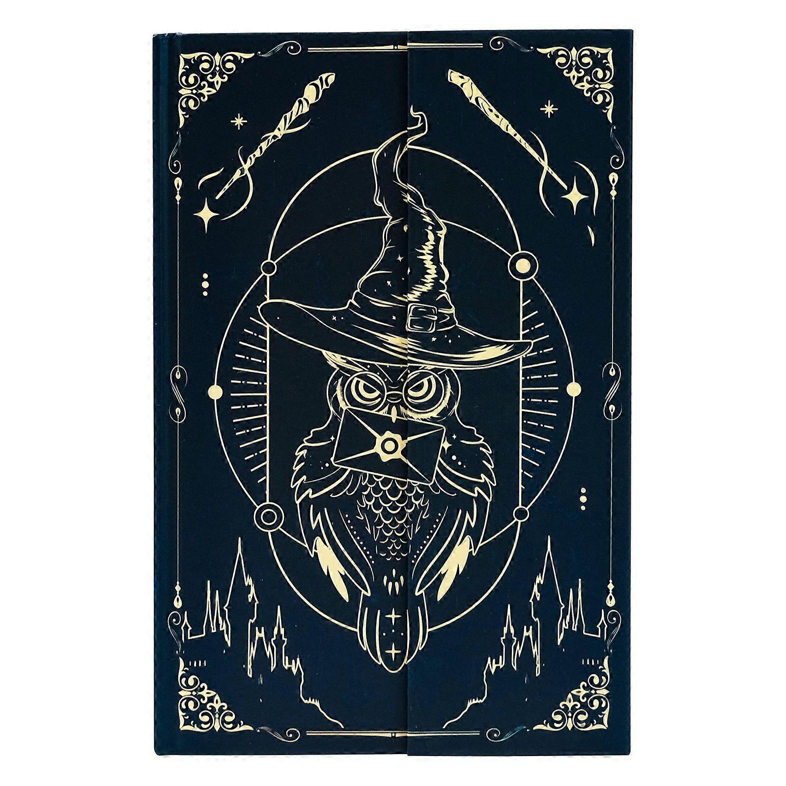 Magic Hat Academy Owl Hardcover Notebook, Creative Magnetic Notebook, Student Journal, Diary, Small Blue Notebook