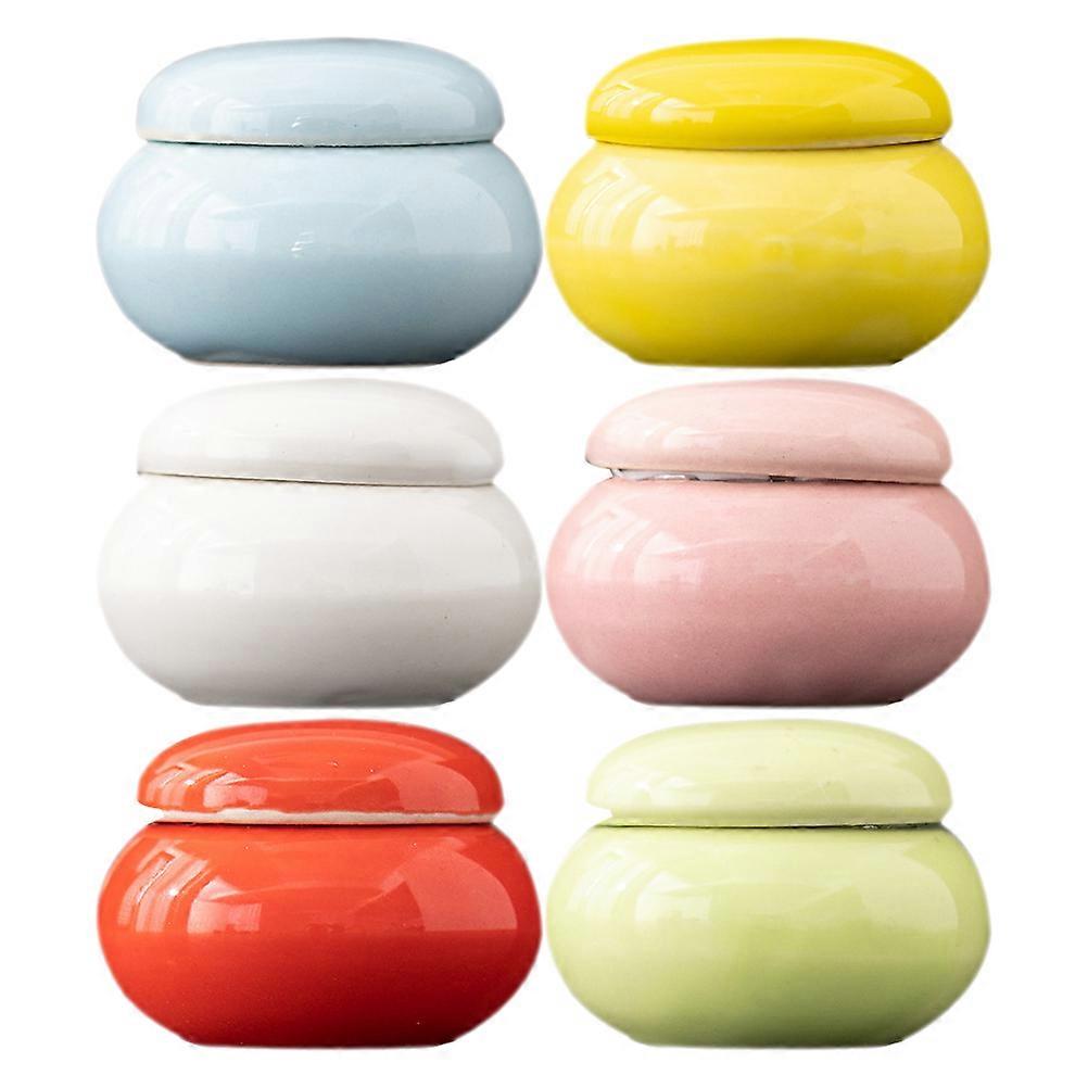 Assorted Color Ceramic Tea Jar for Storage 6Pcs Mini Containers