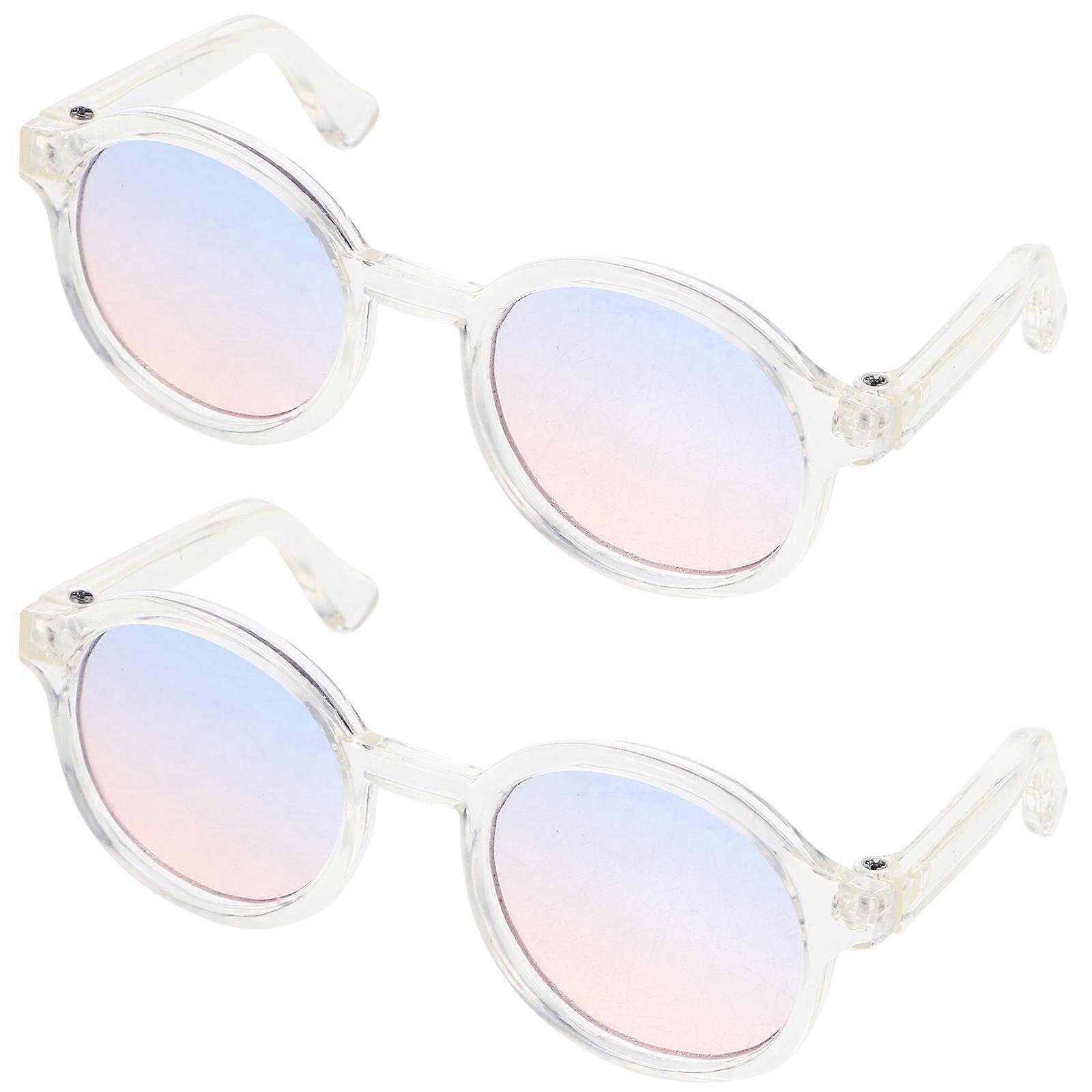 Transparent Plastic Doll Glasses for DIY Projects 2Pairs Set