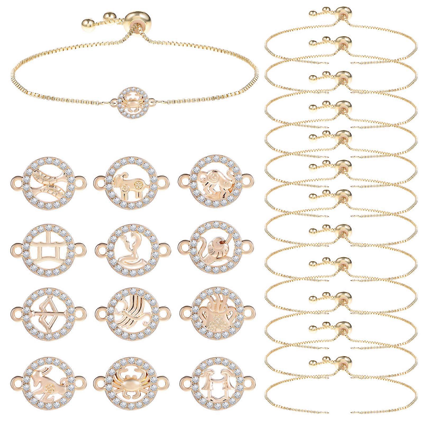 Assorted Color Zodiac Bracelet Charms Making Kit for Decor 1Set