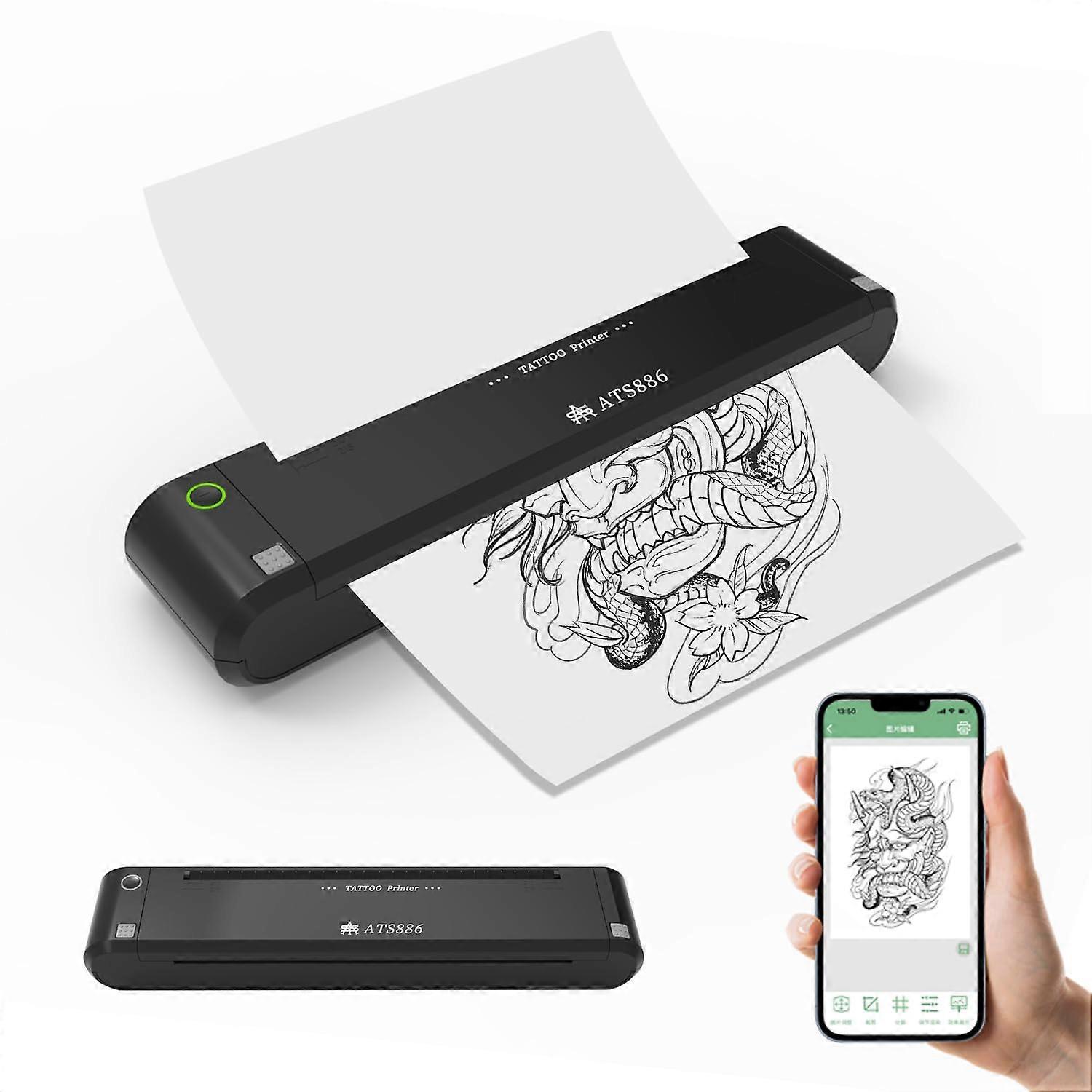 Tattoo Stencil Printer Bluetooth Wireless Thermal Transfer, Clear Printing, Rechargeable, ATS886