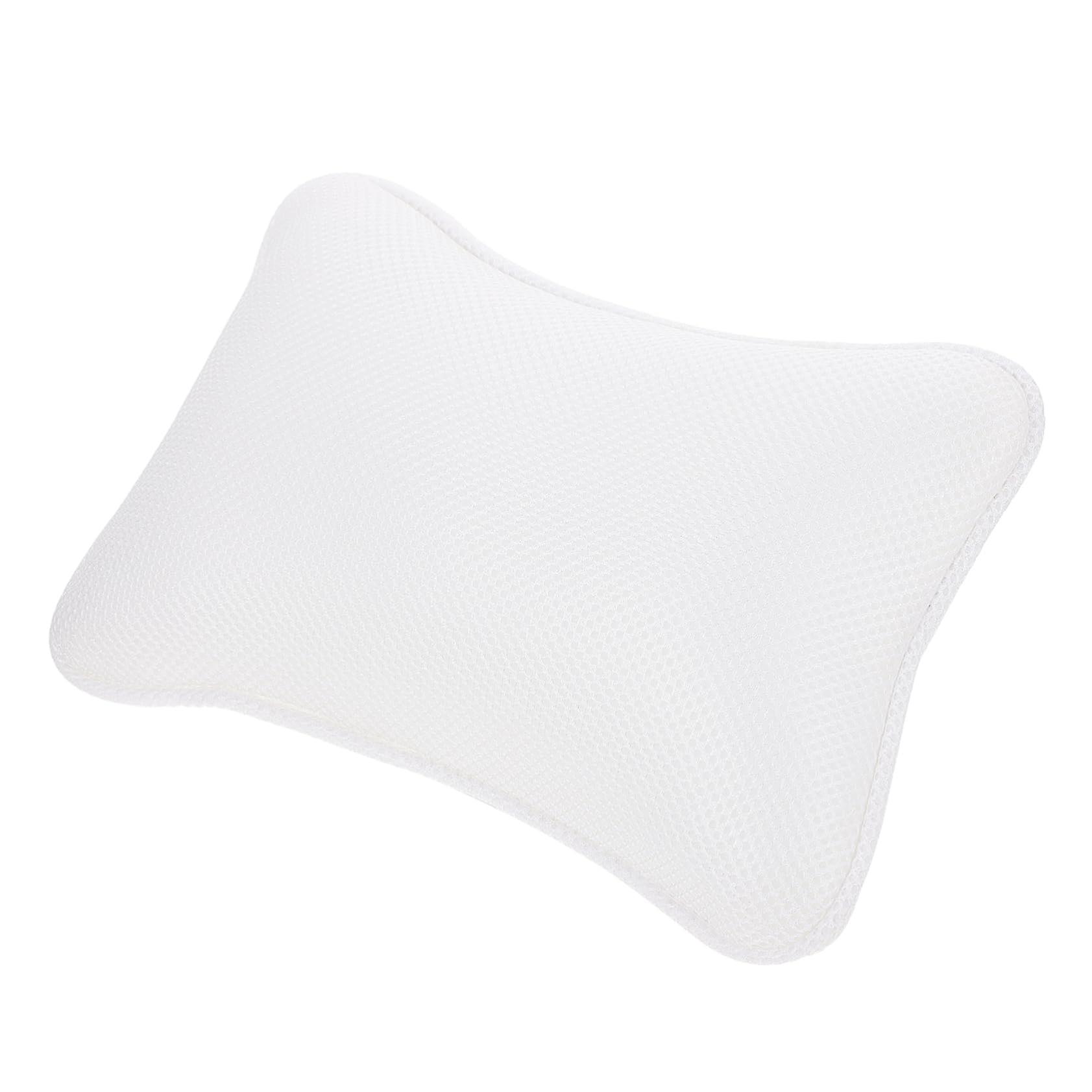 Ergonomic Bath Pillow with Suction Cups for Neck and Back Support, Quick Dry Mesh, White