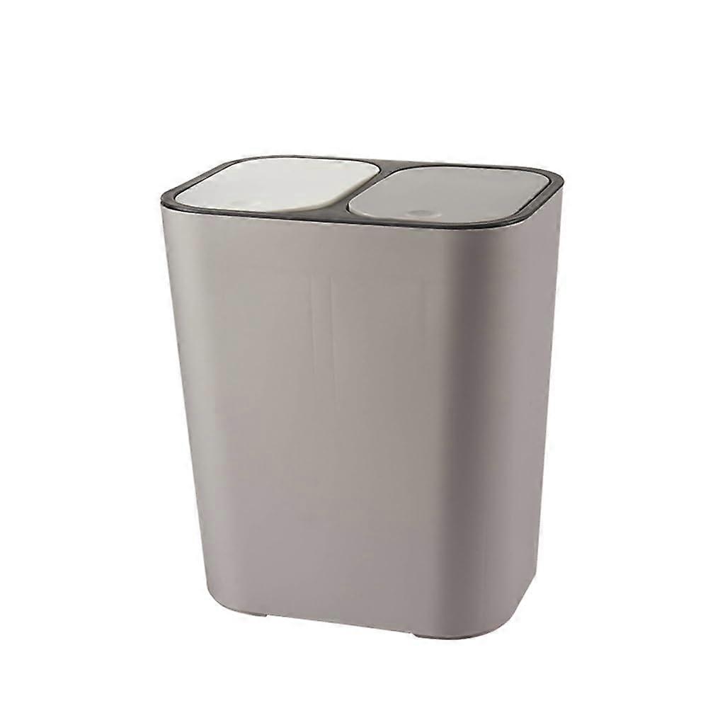Trash Can with DualBucket Classification and SlowFall Lid for Kitchen Office Indoor Use Grey