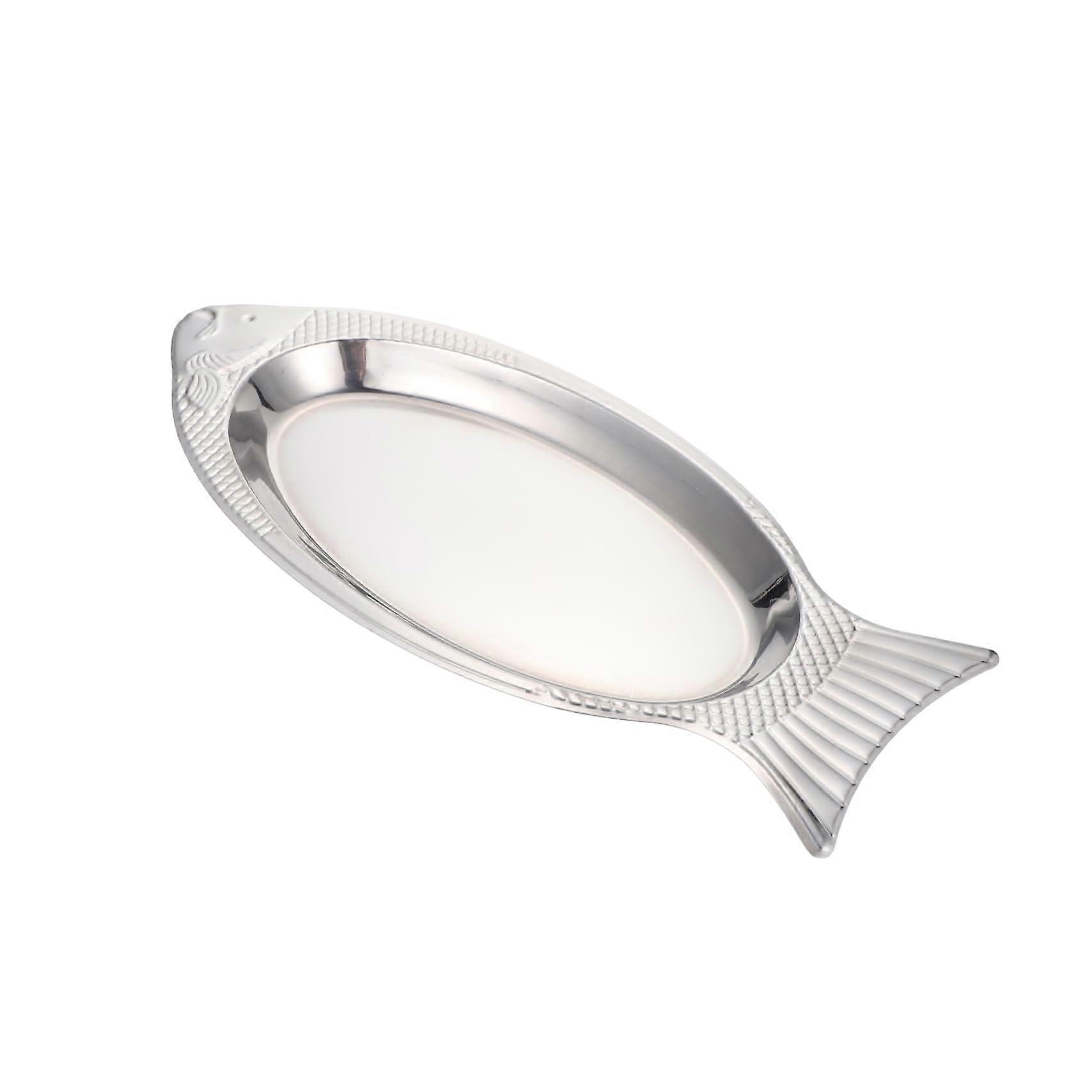 Stainless Steel Fish Shaped Serving Plate Microwave Safe Rust Resistant for Steaming and Grilling