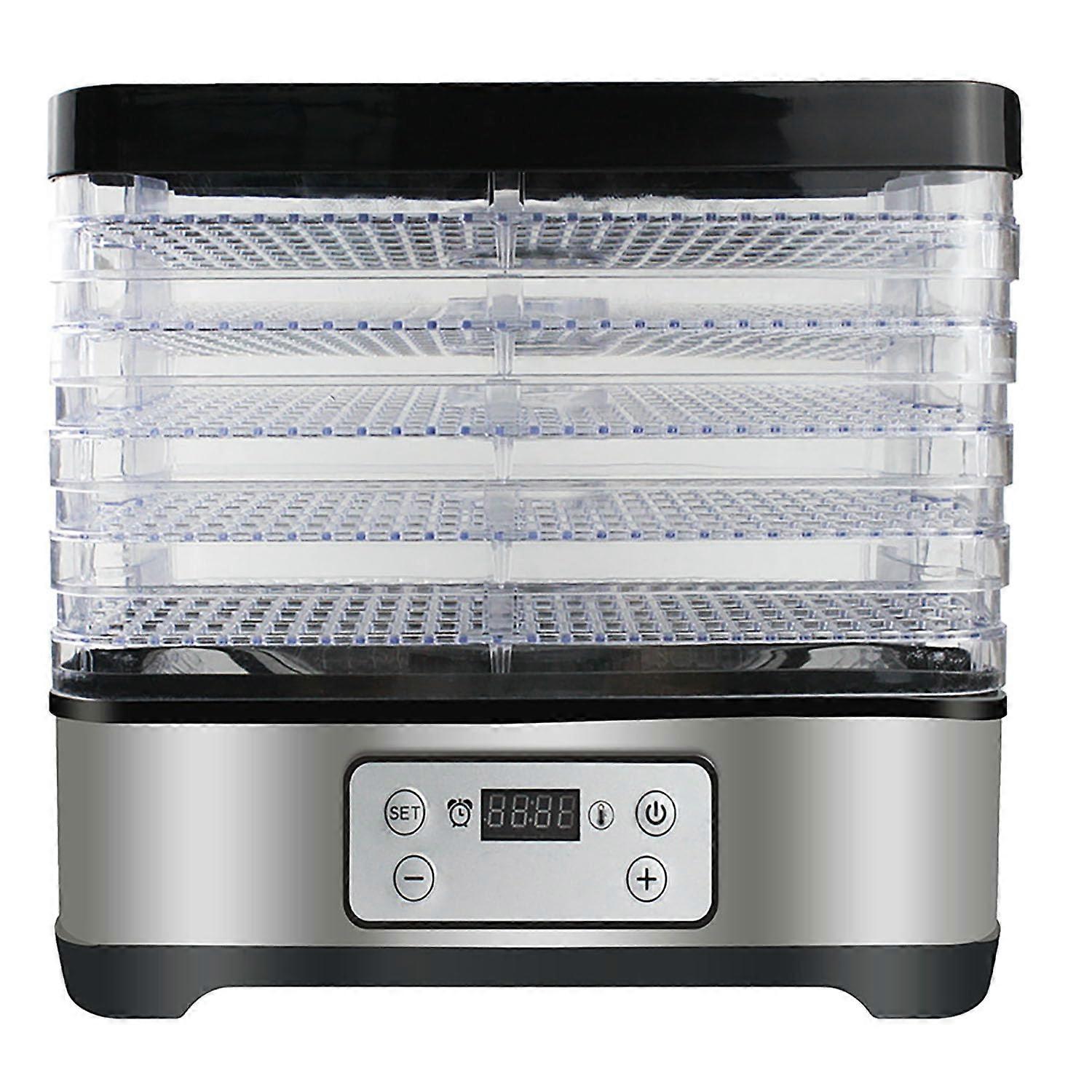 Stainless Steel Food Dehydrator with Transparent Window, Adjustable Temperature and 24h Timer