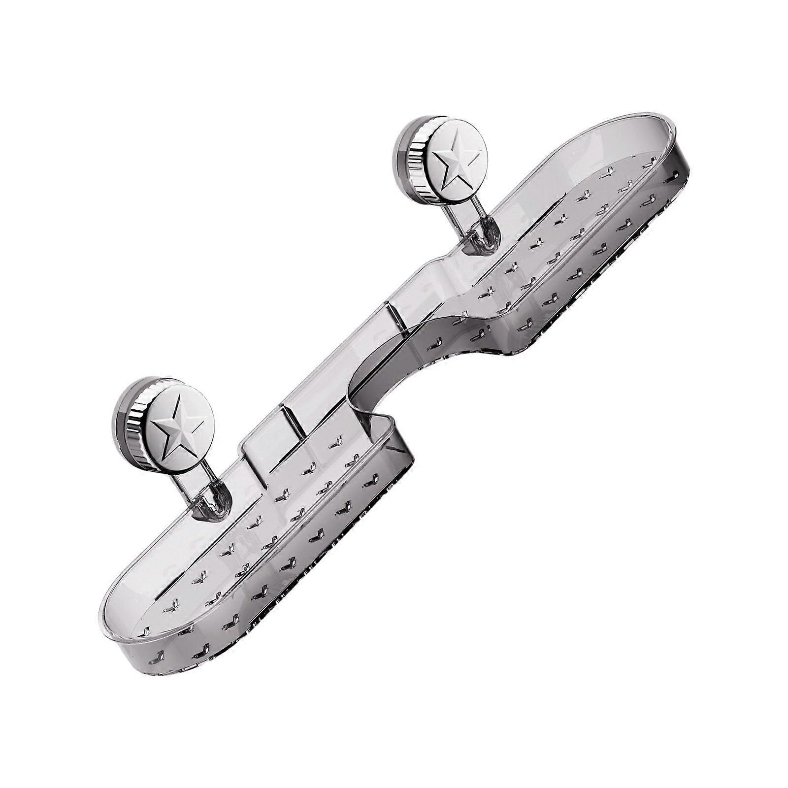 Rustproof Shower Caddy with Suction Cups, Waterproof Wall Mounted Bathroom Organizer Shelf Transparent Gray