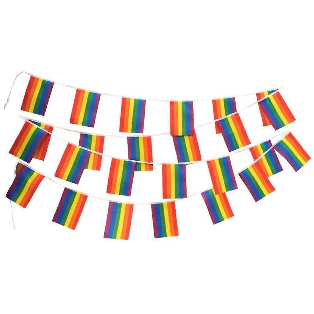 Rainbow Flag LGBT Pride String Bunting with 25 DoubleSided Flags, 26ft for Parade and Party