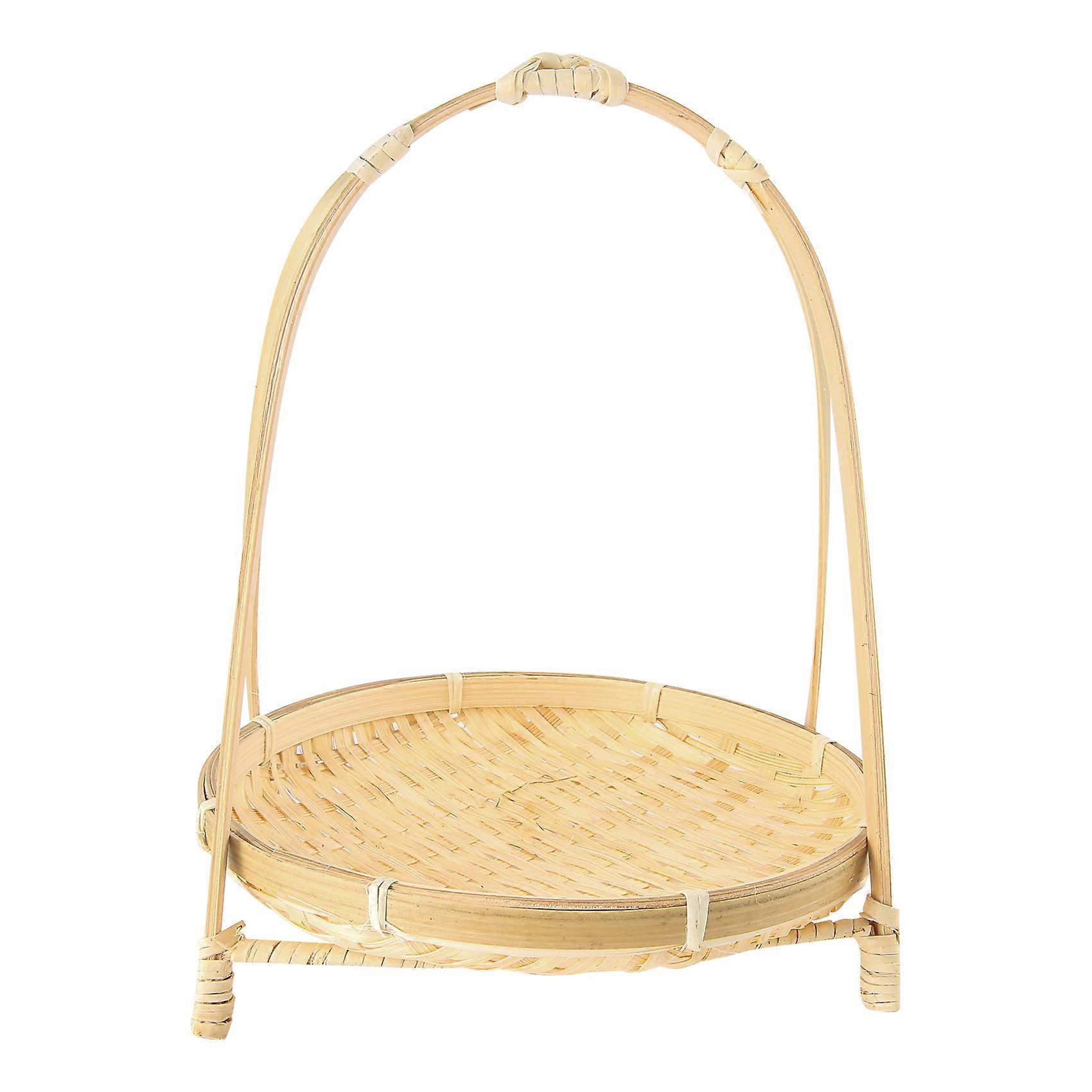 Bamboo Weaving Straw Baskets Fruit Bread Food Storage -Single Layer