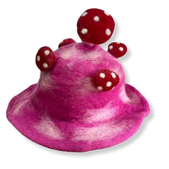 Felted Mushroom Hat - Shocking Pink