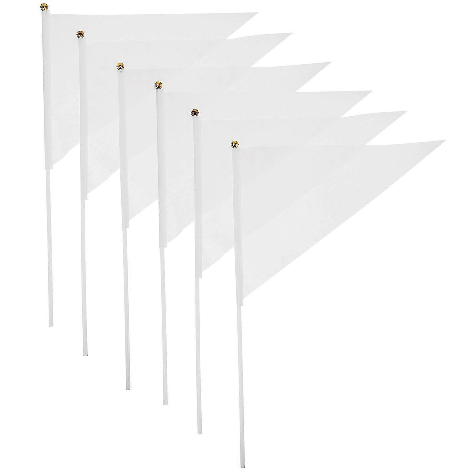 Durable Polyester Small Handheld Flags for Outdoor Use 30Pcs White Flags
