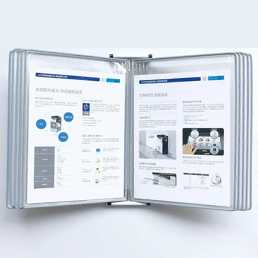 Desktop Reference System with 10 DoubleSided A4 Flip Chart Panels, Metal Wall or Desk Mount, Gray